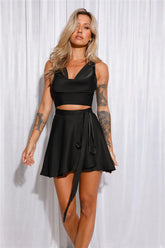 HELLO MOLLY Summer Fuse Satin Mini Dress Black
