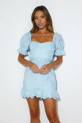 Soft And Gentle Mini Dress Blue